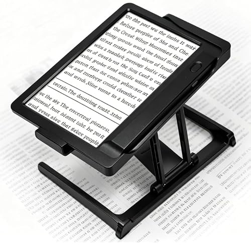 NZQXJXZ 6X Lupe mit Licht, Leselupe mit Licht für Senioren Groß | Dimmbare Lupen mit 72 LED Licht, Größere Linsen, Klappbarer Ständer Hände Frei für Bücher, Lesen, Sehschwäche