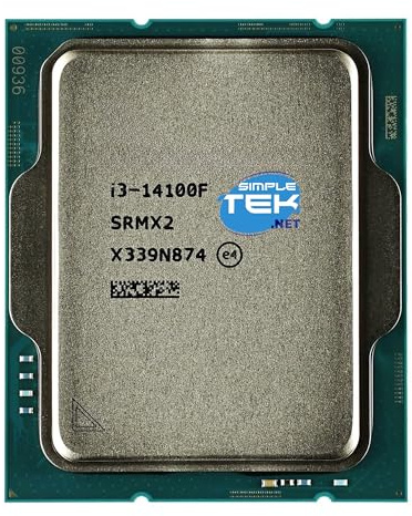 SIMPLETEK - CPU Processore i3 14100F 4C/8T DDR4/DDR5 14th Gen - Clock 3.50/4.70 GHz Max - Socket LGA 1700 Cache 12 MB