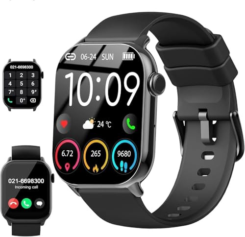 Smartwatch Herren Damen, 1,96 HD Smartwatch 2026 mit Telefonfunktion, Smart Watch Fitnessuhr 113+ Sportmodi, IP68 Wasserdicht, Sportuhr mit Herzfrequenz Schlafmonitor Schrittzähler, für Android iOS