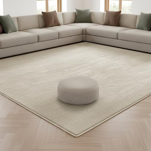 INSPIRE HOMEWARE Relax Rugs Living Room, 100% Polyester, Non Slip Backing, Fluffy Soft 600GSM Thick Low Pile, Extra Large Bedside Carpet For Bedroom, Kids Nursery Room, Non Shedding, Beige,160x230 cm