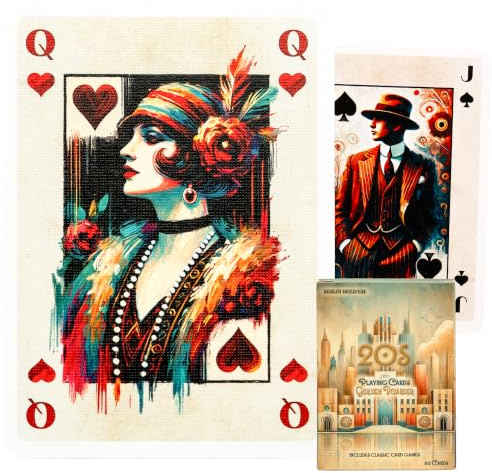 Berlin Hold’Em Spielkarten - 20s Design - Hell mit Goldschnitt - 56 Karten Poker Size 63 x 88 mm, Pokerkarten Kartendeck für Poker, Skat & Rommé