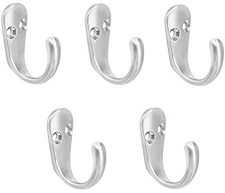 Merriway® BH00526 (5 Pcs) Nickel Plated Single Robe Hook with Matt Finish - Pack of 5 Pieces