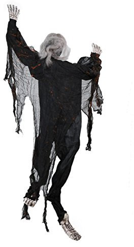 Decoración de jardín para Halloween - Zombi que escala la pared. Color negro.