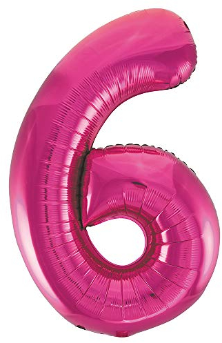 Riesenzahl 6 Luftballon - 86 cm - Rosa