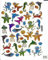 Charo Fische Fisch Tiere bunt Aufkleber 42-teilig 1 Blatt 135 mm x 100 mm Sticker Basteln Kinder Party Metallic-Look