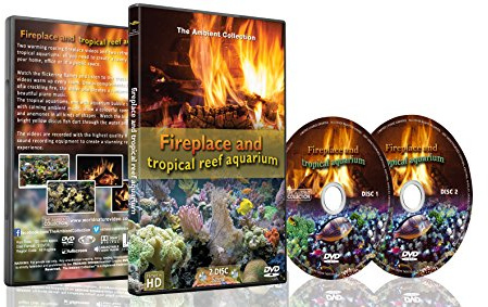 Feuer und Fische - 2 DVD Set - Kaminfeuer und tropisches Riff-Aquarium 2016 mit Aquarium-Geräuschen oder Musik