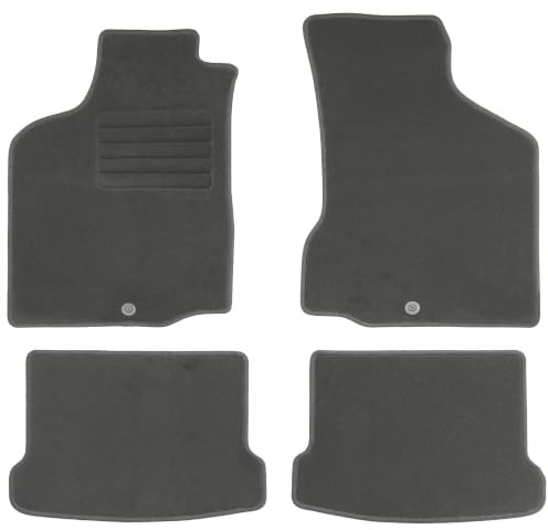 AD Tuning Textil Fußmatten für VW Polo 6N (10/1994-09/1999) | 4-teilig, 100 % passgenau, Textil, Schwarz, Randkettelung, mit runder Druckknopf - Befestigung vorn beidseitig