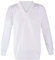 21Fashion Mens Bowling V Neck Knitted White Ribbed Jumper Adults Sports Wear Sweater Top White Medium