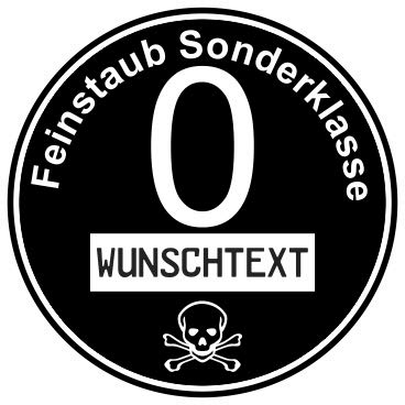 stickerpoint24 Euro 0 Plakette Aufkleber Feinstaub Sonderklasse Diesel Umweltplakette Schwarz Formal Warnung Wandmontage