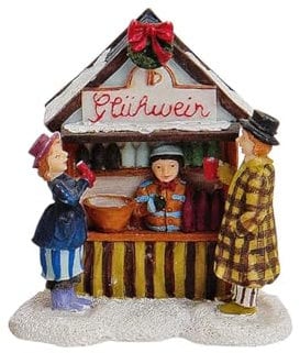 Weihnachtliche Miniatur-Figuren Winterwelt-Szene aus Poly – Marktstand Glühweinstand B6 x T5 x H8 cm Winterwelt Weihnachtsdorf Miniaturwelt Weihnachtsdekoration Sammlerobjekt Dekofigur
