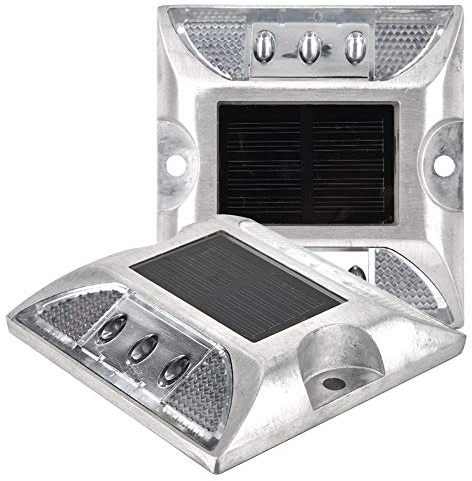 Sonew 2er-Pack Solar-Bodenleuchten, 6 LEDs, wasserdichte Außenbeleuchtung für Straßen, Wege, Terrassen, Stege, Einfahrten und Gärten (weißes Licht)