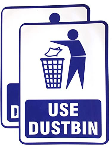 eSplanade Use Dustbin/Trash Bin Sign Sticker Decal - Easy to Mount Weather Resistant Long Lasting Ink (Size -7.5x5.5)