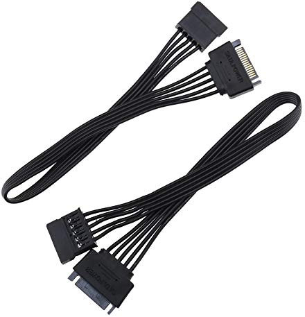 YINETTECH 2pcs Câble d'extension d'alimentation SATA de 15 Broches Mâle à Disque Dur Femelle 12.6 Pouces
