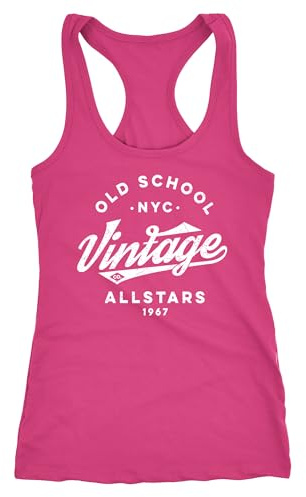 Neverless® Damen Tank-Top College Style Retro Schriftzug Oldschool Vintage Allstars Racerback Alt-rosa XS