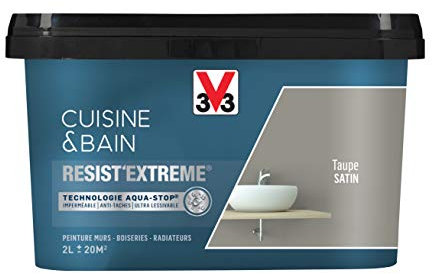 V33 Peinture multi-supports monocouche Cuisine & Bain Resist'Extrême® Satin, Taupe, 2L
