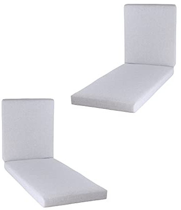 Pack 2 Cojines para Tumbona de Exterior estándar Olefin Color Gris Claro, Medidas 190x60x10 cm, No Pierde Color, Desenfundable, Funda cojín con Relleno para Tumbona de jardín, Cojín Hamaca de Piscina