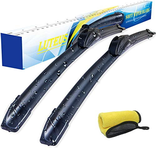 Windshield Wipers, 24 + 18'' Wiper Blades, OEM Quality, LUTEUS Premium All- Seasons for Replacement Windshield Wiper Blades (Set of 2), With Extra 1PC Premium Microfiber Towels