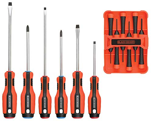 BLACK+DECKER BDHT65002 12 pc. Screwdriver Set Featuring 6 Precision Screwdrivers