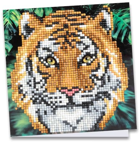 Ideen mit Herz Diamond-Painting-Grußkarte | 16 x 16 cm | 370 g/m² | inkl. Umschlag & Werkzeug (Tiger)