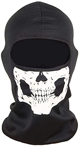 Black Sugar Unisex Ghost Sturmhaube Totenkopf Schwarz Totenkopf Rot Blau Vollmaske Winddicht Staubdicht Fahrrad Motorrad Biker Halloween Cosplay Party Radfahren Wandern Skifahren Polyester, weiß, One
