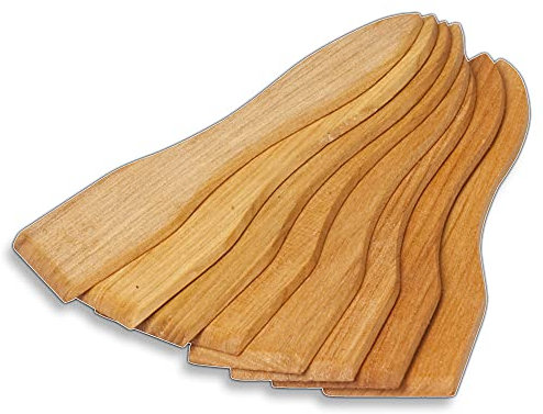 4x 8er-Set Raclette-Schaber aus hochwertigem Kirsch-Holz, 13 cm, schont beschichtete Raclette-Pfännchen, hitzebeständiger Raclette-Spachtel aus Europa, stabiles Raclette Zubehör