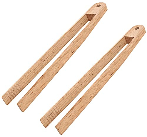 2 Pezzi Pinze di Bambù, Pinze da Cucina, Pinze da Cucina in Legno, Morsetto in Bambù e, Tenaglie in Legno per Cucina (come mostrato)