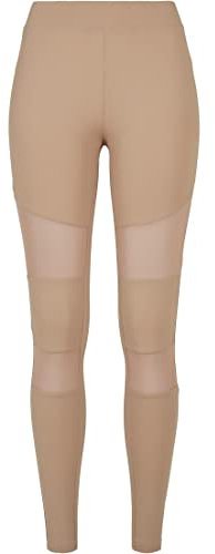 Urban Classics Damen Ladies Tech Mesh Leggings Leggings, Softtaupe, XXL