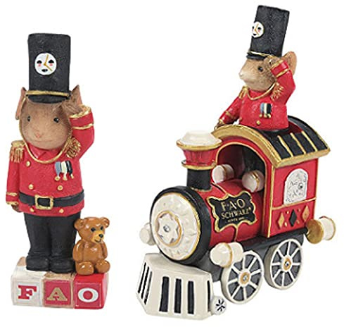 Enesco Christmas Mice Collectible Miniature Figurine Bundle of 2, Nutcracker Mouse and Locomotive Mouse