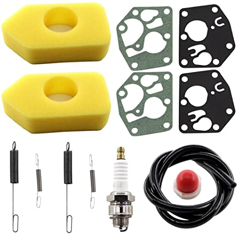 MCHNIC 2x Luftfilter 698369 für Briggs & Stratton Quattro Motoren 3,5-4,5 PS 450 500 550 Series 698369 4216 5088 5099 Rasenmäher mit Reglerfedern 691859 692211 Membran 495770 795083 Primerpumpe 694394