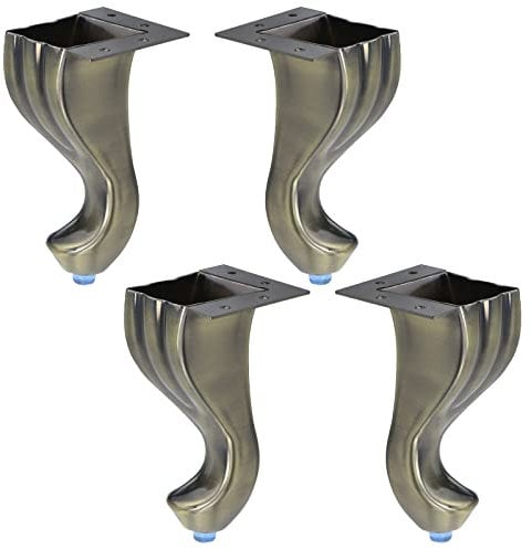 Semetall 4 PCS Bronze Furniture Legs, Modern Metal Metal Table Legs,Unique S Shape Sofa Legs Replacement for Chair,Table,Dresser,Cabinet, Couch, Coming with Mounting Screws, Height 5.6-Inch