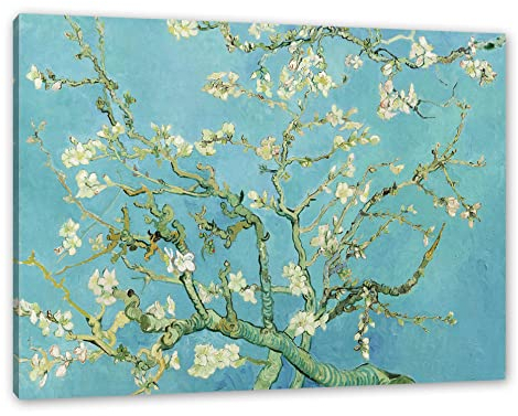 Pixxprint Vincent Van Gogh - Mandelbaumzweige, Größe: 80x60cm, Leinwandbild, fertig gespannt, Wandbild, Dekoration, Kunstdruck, kein Poster