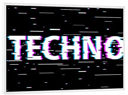 artboxONE Poster mit weißem Rahmen 18x13 cm Typografie Digital Techno - Bild Techno Music Musik