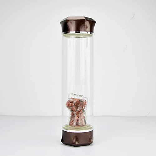 BiiKoon Kristall Wasserflaschen Sets 550Ml Abnehmbarer Natürlicher Edelstein Wiederverwendbare Auslaufsichere Heilende Natürliche Kristall Wasserflasche mit Edelstahlkappe