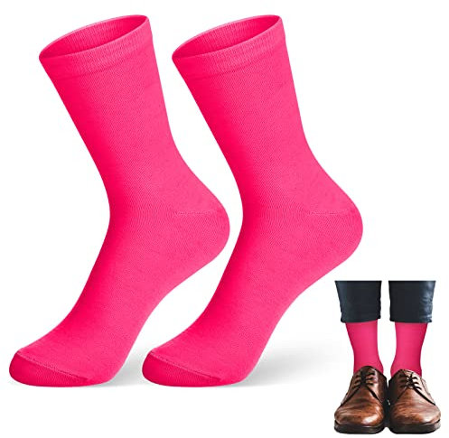 Sintege Calze Neon da Uomo per Anni '60 '70 e '80 Calzini Atletici (Rosa Fluorescente)