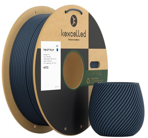 kexcelled 2,85 mm Matte PLA Filament +/- 0,03 mm, 3D Drucker Filament, Matt Effekt, Glanzfreie Farbe, 1 kg Spule (2,2 lbs), Passend für die Meisten FDM-Drucker, Ordentliche Wicklung, Marine Blau