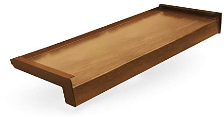 Seiletech.de Fensterbank Stahl + PVC Klebefolie | 70 cm | Eiche Gold RAL 8003 | Tiefe 35 cm | Wetterfest | Inkl. Alu Endkappen | Fensterbrett | Aussenfensterbank | Outdoor | Fenstersims | Aussen