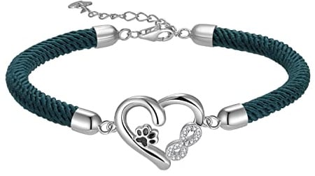 Bellrela Damen Armbänder Silber 925 Hundepfotenabdruck Unendlichkeit Herz Seil Armkette für Frauen