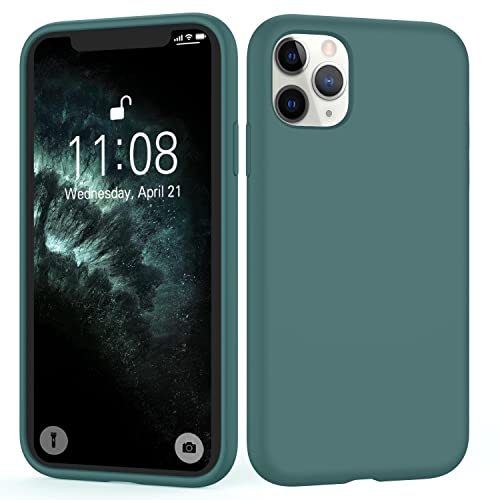 HGH für iPhone 11 Pro Max Hülle Silikon, Handyhülle für iPhone 11 Pro Max Ultra Dünn Rundumschutz mit Weichem Microfiber-Innenfutter kameraschutz Schutzhülle für iPhone 11 Pro Max Tannennadel Grün
