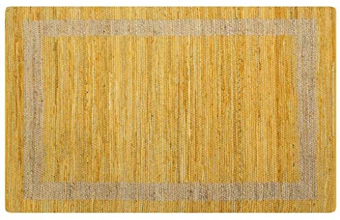 Tidyard Jute Teppich 160 x 230 cm | Teppiche Webteppich Wohnzimmerteppich Schlafzimmerteppich Handgefertigt - Gelb und Natur