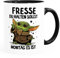MoonWorks Kaffee-Tasse mit Spruch Arbeit Fresse halten du sollst Montag es ist Baby Bürotasse lustige Kaffeebecher Weiss-innen-schwarz standard