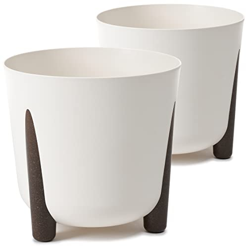 Tymar Blumentopf mit Füßen, 2er-Pack, Runde Form, Übertopf ((2pack) Creme, ø 30 cm)
