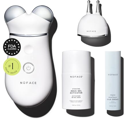 NuFACE TRINITY+ FDA Cleared Microcurrent Facial Device + Effective Lip & Eye Attachment - Skin Firming & Face Sculpting Device for Targeted Treatment + Microcurrent Gel Activator, Silk Creme & Brush