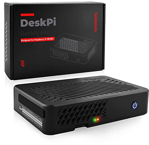 GeeekPi DeskPi Lite Gehäuse für Raspberry Pi 3B/3B+, Raspberry Pi 3B ABS Gehäuse mit Power Button & Raspberry Pi Kühlkörper mit PWM Lüfter & LED Indicator Shield & Mounting Hole Support