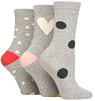 Caroline Gardner Women's Heart Patterned Cotton Socks Pack of 3
