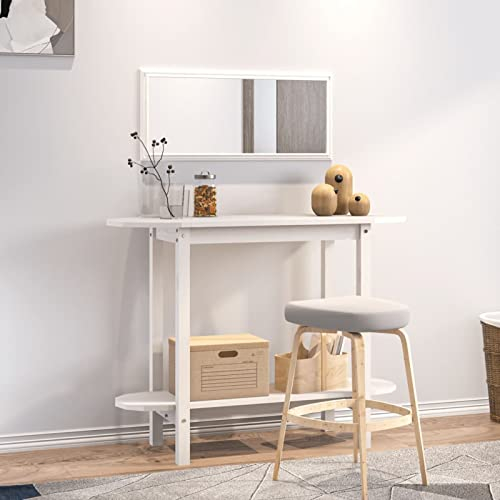 CIADAZ Mesa Consola, Mesa Auxiliar Cocina, Mesa Cocina, Mueble De Cocina, Mesa Estrecha Cocina, Muebles Salon, de Madera Maciza de Pino Blanco 110x40x80 cm
