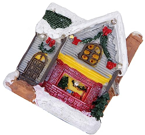 HOMSFOU Weihnachtsglühendes Geführtes Weihnachtshaus Weihnachtliche Dorflichter Weihnachtsdekoration Der Kirche Weihnachtsdorf Häuser Räumung Regaldekor Holzhaus Harz Dorf Serie Led