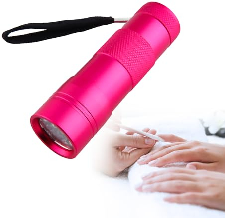 Mini Lampada Unghie, Portatile 12 Led Mini Lampada Per Unghie Rosa, Mini Lampada UV Led Unghie, Lampada Per Unghie, Strumenti Per Nail Art e Strumenti Money Detector, Rosa Rossa (Batterie Non Incluse)