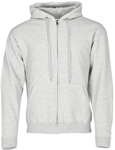 Fruit of the Loom Classic Hooded Sweat Jacket, Farbe:Graumeliert, Größe:2XL