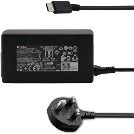 LITE-ON 65W USB-C Dell Laptop Charger for Latitude 5430 7430 5420 5520 5410 5530 5330 5320 7320 7420 2-in-1 7520, Chromebook 3380 3100 5190 Education 2YK0F Type C UK AC Power Adapter
