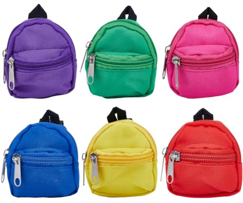 GORGECRAFT 6 Farben Puppenrucksäcke Mini-Puppentasche Mit Reißverschluss Niedliche Schultaschen Miniaturen Schlüssel Geldbörse Puppenkostüm Ornament Für Puppenzubehör Fotografie-Requisiten Rot Grün
